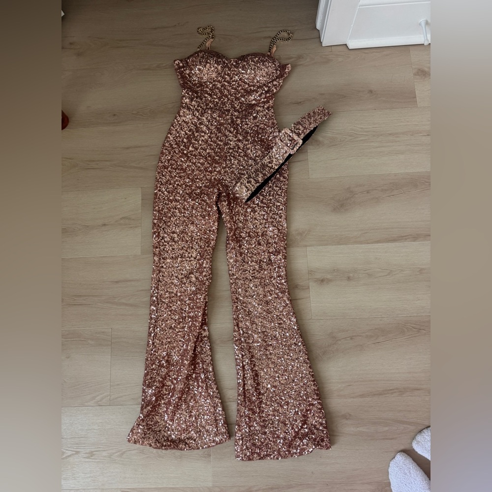 Sparkling Sequin Jumpsuit in Rose Gold